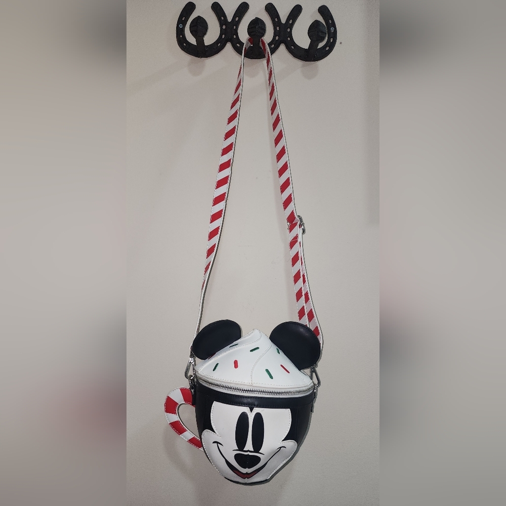 Loungefly Mickey Mouse Holiday Hot Chocolate Cup Crossbody Bag - Picture 2 of 7